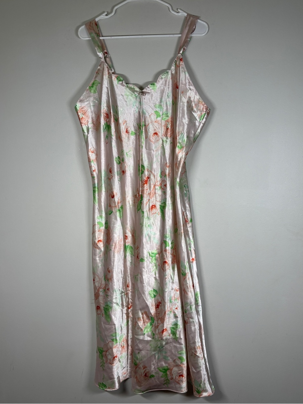 Enchanted Satin Floral Slip Dress in Light Pink